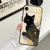 Retro Fox Cat Case for iPhone 17Air XS Max 13 12 11 17 Pro Max XR 7 8 15 16 14 Plus Black Soft Phone Cover