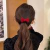 Korean Red Sweet Bowknot Hair Bands for Girls Scrunchies Simple Black Elastic Hair Ties Ropes Ponytail Holder Fashion Headwear