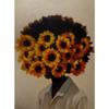 Elegant African American Woman with Floral Head Poster  Sexy Black Girl Canvas Painting Wall Art for Living Room Home Decor Mura