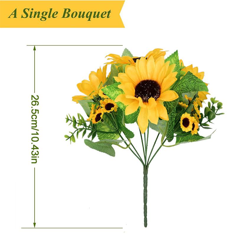 22 Heads Artificial Sunflowers Bouquet Home Garden Vase Decoration Silk Flowers Wedding Party Centerpieces Desktop DIY Decor