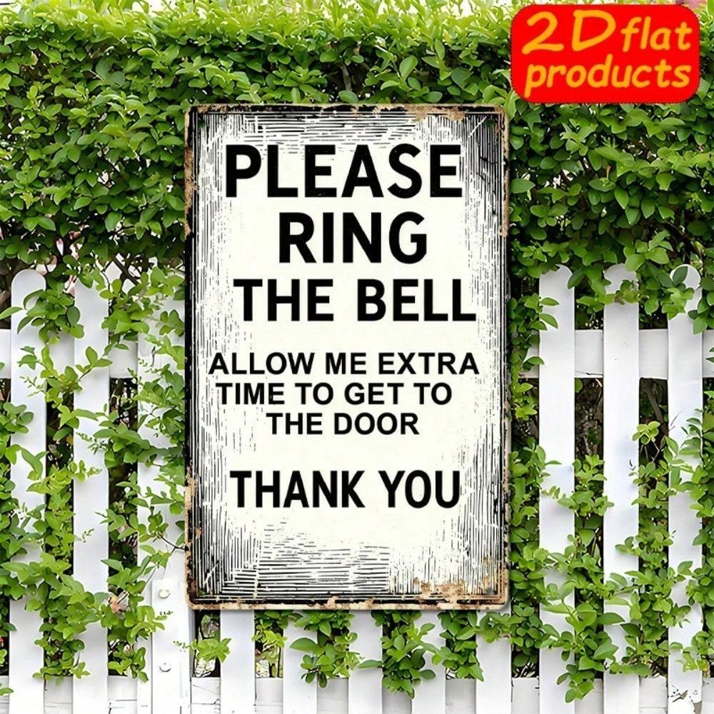 1pc 2D Flat Please Ring Bell Sign, Chinese English Bilingual Door Plaque with Bell Icon, Outdoor Entryway Warning Decor