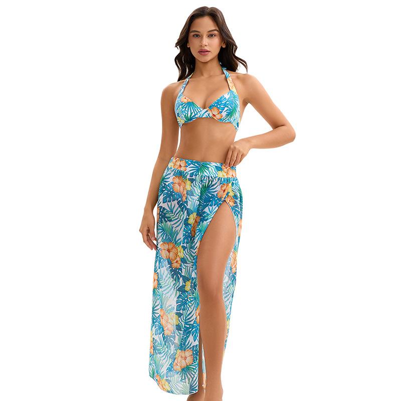 Skirt three-piece bikini swimsuit women s European and American sexy backless triangular swimsuit S