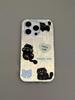 ins Feng Shui ripple small black cat is suitable for Apple 15 mobile phone case iPhone14Plus/1311promax explosion