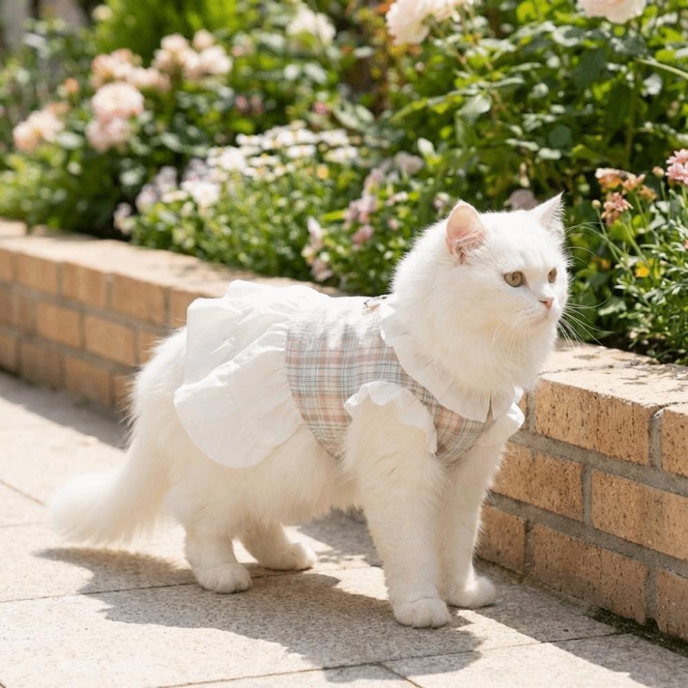Comfortable Plaid Pet Dress Fashion Dog Vest Dress Adorable Pet Clothes  For Dogs Cats