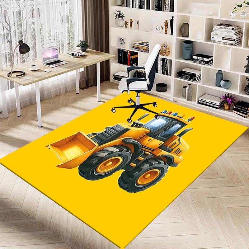 1PC Bulldozer Construction Extra Large Non-Slip Floor Carpet, Office, Family, Bedroom, Studio - Large Area Rug Indoor Rugs, Vibrant Colors-W241