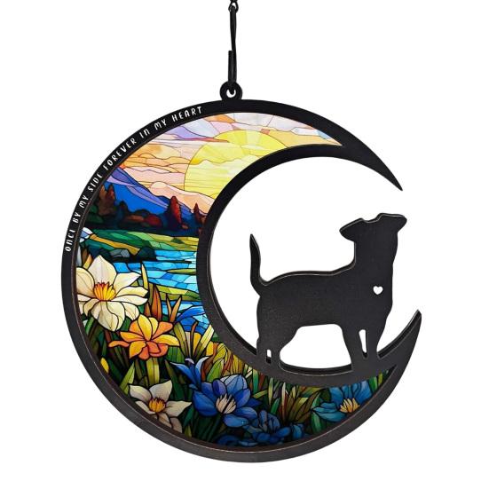 

Pet Memorial Suncatcher Angel Cat Dog Sun Catcher Panel Stained Glass Window Hanging Ornaments Pet Loss Sympathy Gift for Pet Lovers