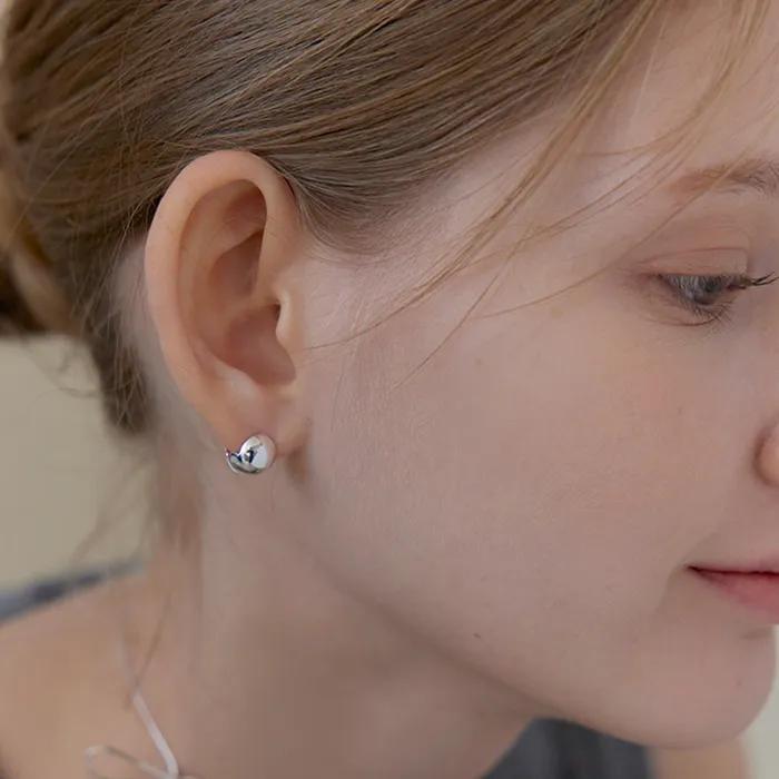 [Silver925] Round ball onetouch earring