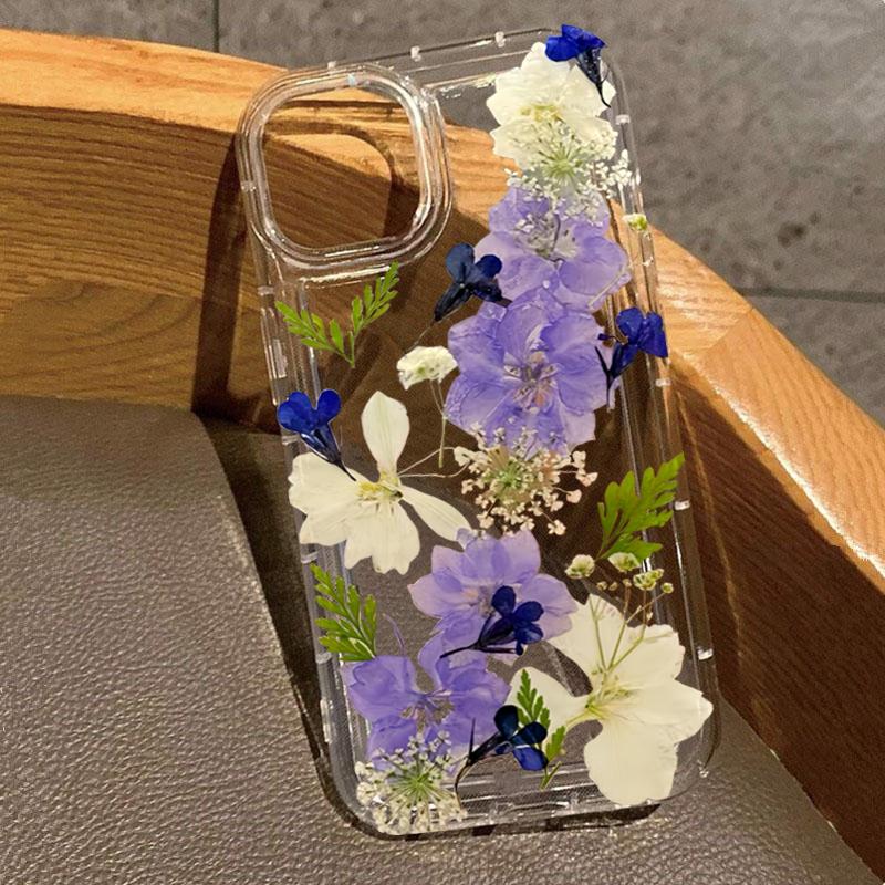 Pink And Purple Flower Print Phone Case For iPhone 17 Air 11 12 13 14 15 16 Pro Max 16e XS X XR 16 Plus Transparent Soft Cover