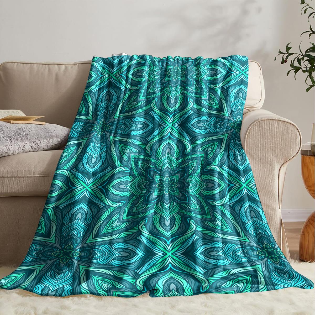 

Mandala Blanket Personalized Soft Warm Blanket for Bedroom Living Room Lightweight Soft Flannel Plush Throw Blanket 70x100cm