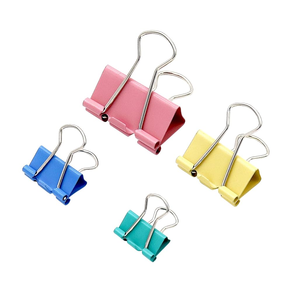lingzaling Color Double Clips 15mm 19mm 25mm 32mm Metal 64pcs