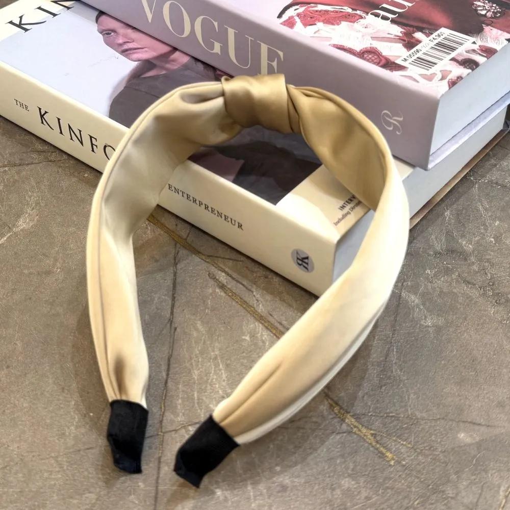 Beige wide twist headband hairband