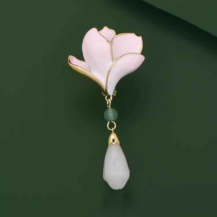 

Брошь «Магнолия» с классической застежкой-лягушкой - Новая китайская брошь-корсет для ципао для женщин