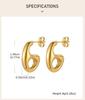 waterproof Stainless Steel Geometric Hollow Out Stud Earrings, Modern Minimalist Gold Plated Earrings for Women