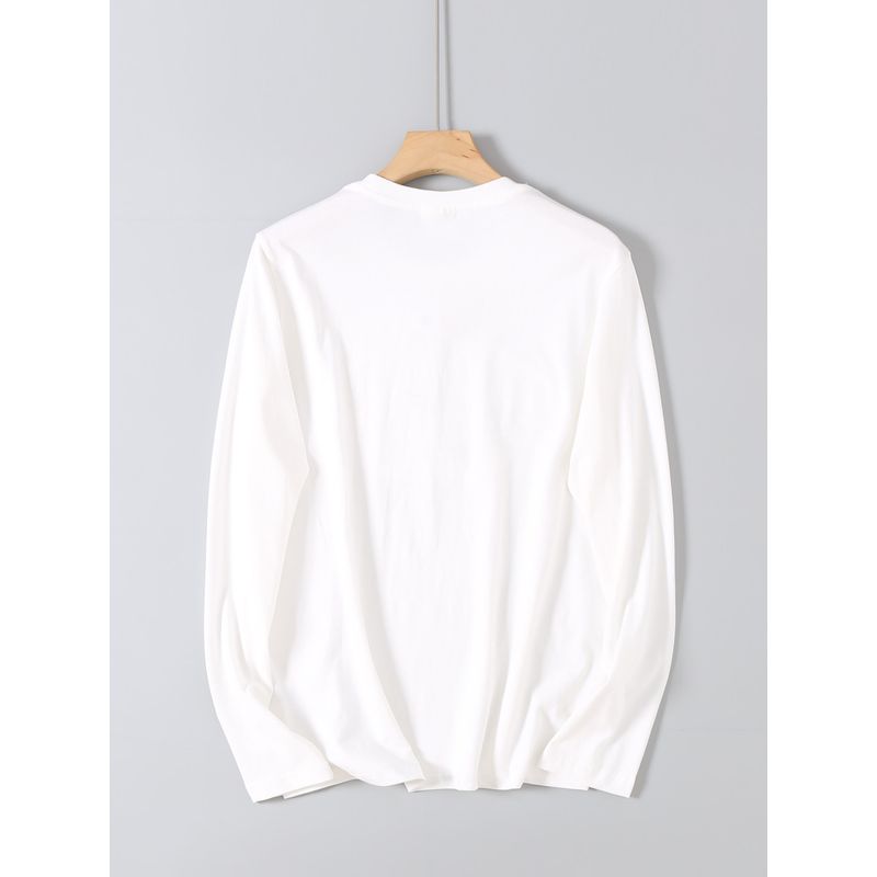 Foreign Trade Surplus Cotton Washed 3D Embossed Printed Long-Sleeve T-Shirt for Men, Autumn Round Neck Casual Base Shirt