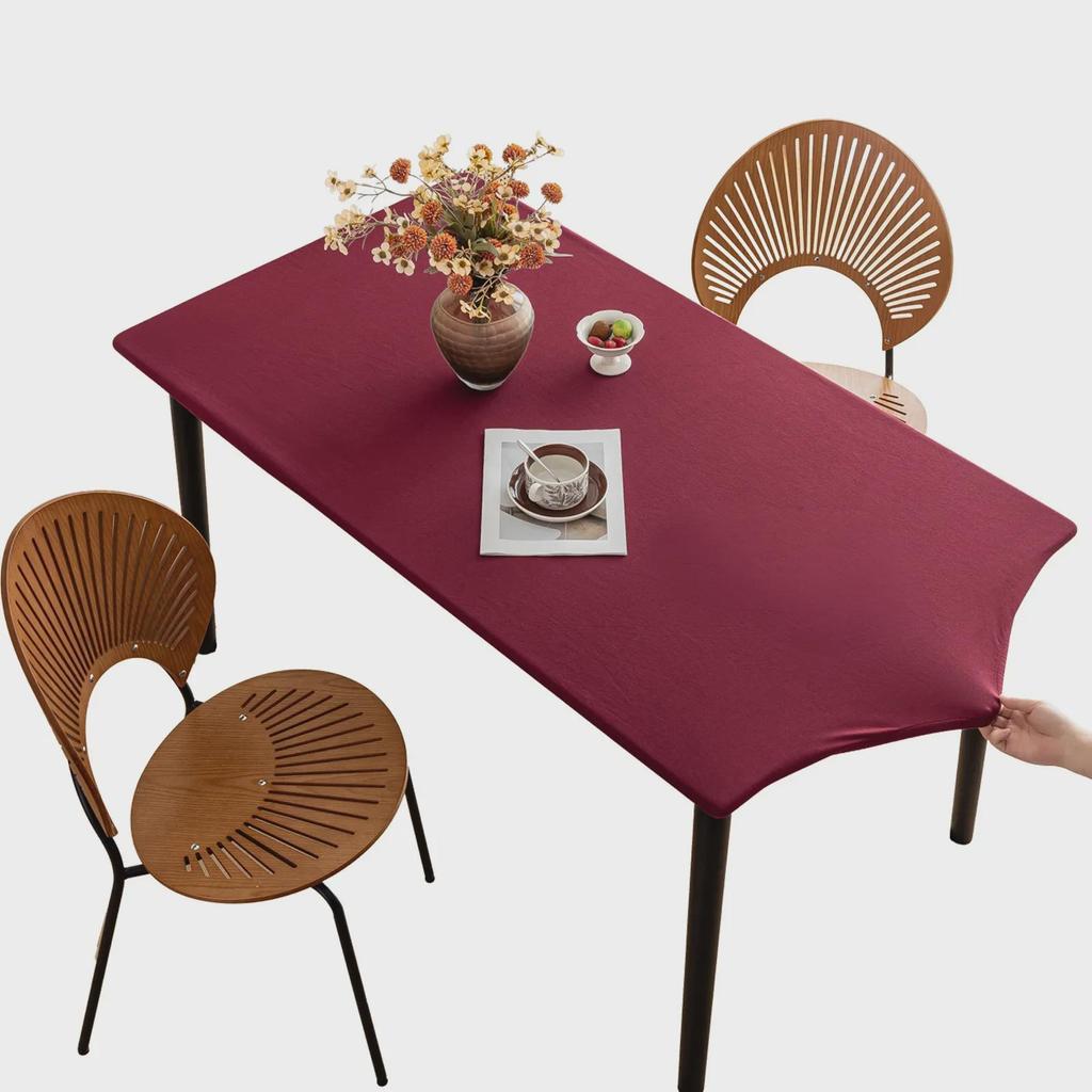 Waterproof Rectangular Elastic Film Tablecloth - Washable, Dustproof, Milk Silk Outdoor Cover