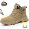 Men Mid Top Safety Work Boots Water Repellent Steel Toe Anti Smash Anti Puncture Wear Resistant Non Slip Industrial Construction