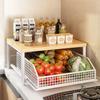 Kitchen Countertop Organizer Storage Shelf with Wire Basket Drawer Double-Tier Space-Saving Rack for Coffee Maker Spices Vegetables Fruits