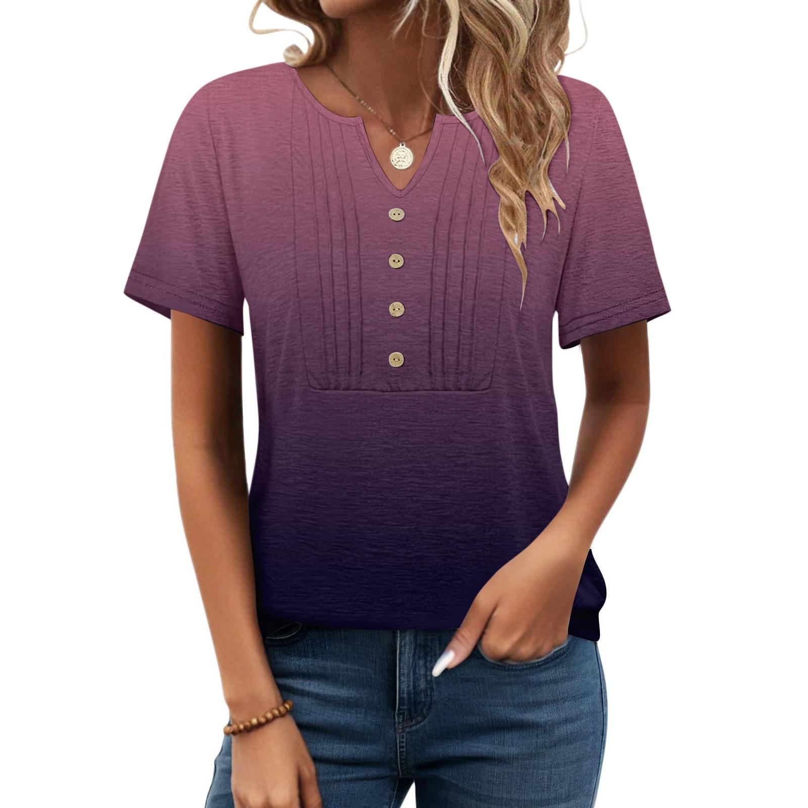 

Womens Summer Tops Casual Ruffle Short Sleeve Crewneck Loose Pleated T Shirts S білий