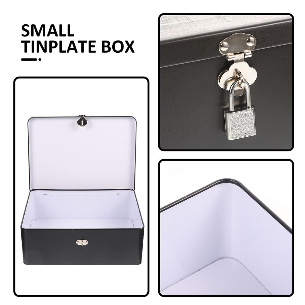 DECHOUS Tin Storage Box with Lock, Vintage Style, For Accessories, Keepsakes