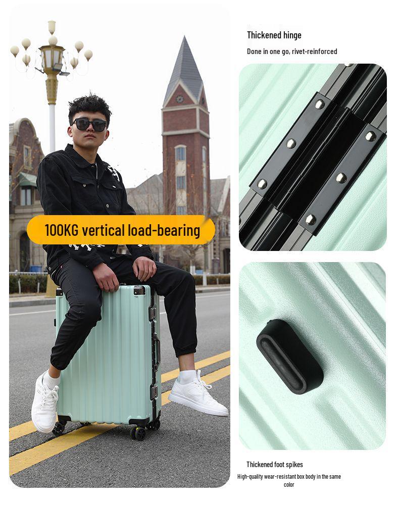 Durable Leather Carry-on Trolley with Combination Lock for Students and Men