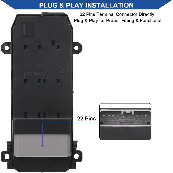 Obaee Master Window Switch Power Control Button Front Left Driver Side Compatible With 2007 2008 2009 2010 2011 Honda CR-V Replacement OEM