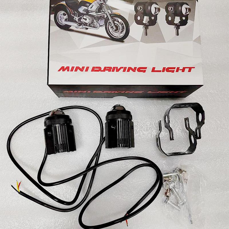 Motorcycle Dual LED Spotlight - Super Bright Steel Lens Headlight
