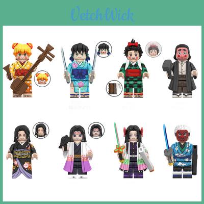 Wm6162 Anime Series Demon Slayer Mouth Flat Yin And Izumi Zhenmen Tanjiro Figurine Building Blocks