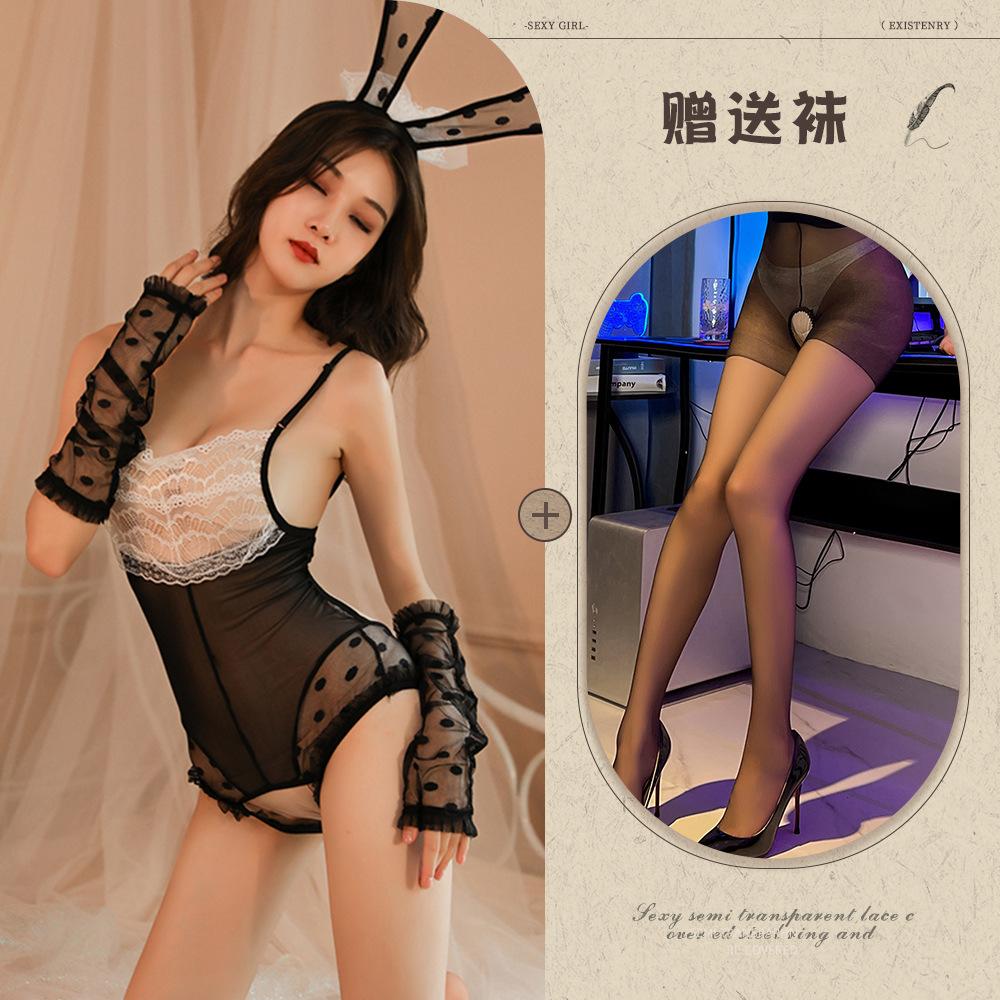New Sexy Underwear Bunny Uniform Open Crotch Free Backless Temptation Tease Passion Suit