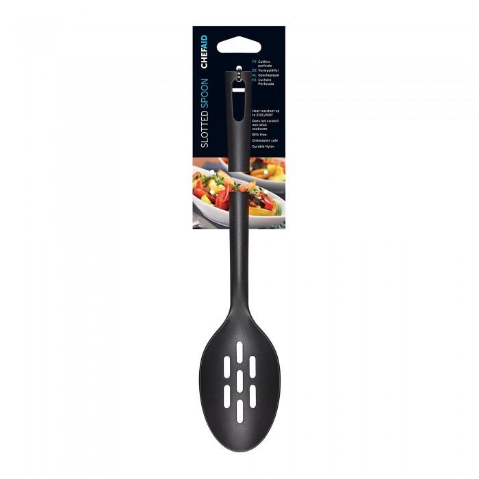 Chef Aid Nylon Slotted Spoon Black