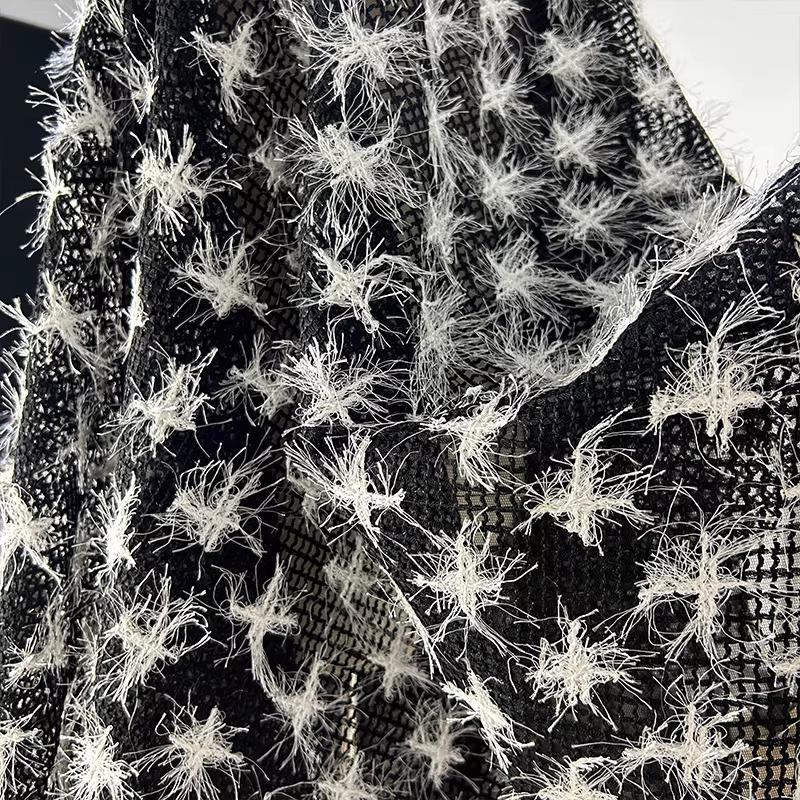 1yard Weaving Mesh Fabric for Clothing 3D Dandelion Embroidery Tissu Wedding Dress Cheongsam Matirial Fabric for Dress