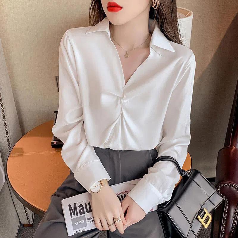 Chiffon Shirt Women's Long Sleeve Bottoming Shirt Spring and Autumn Korean Style Elegant Women's Top