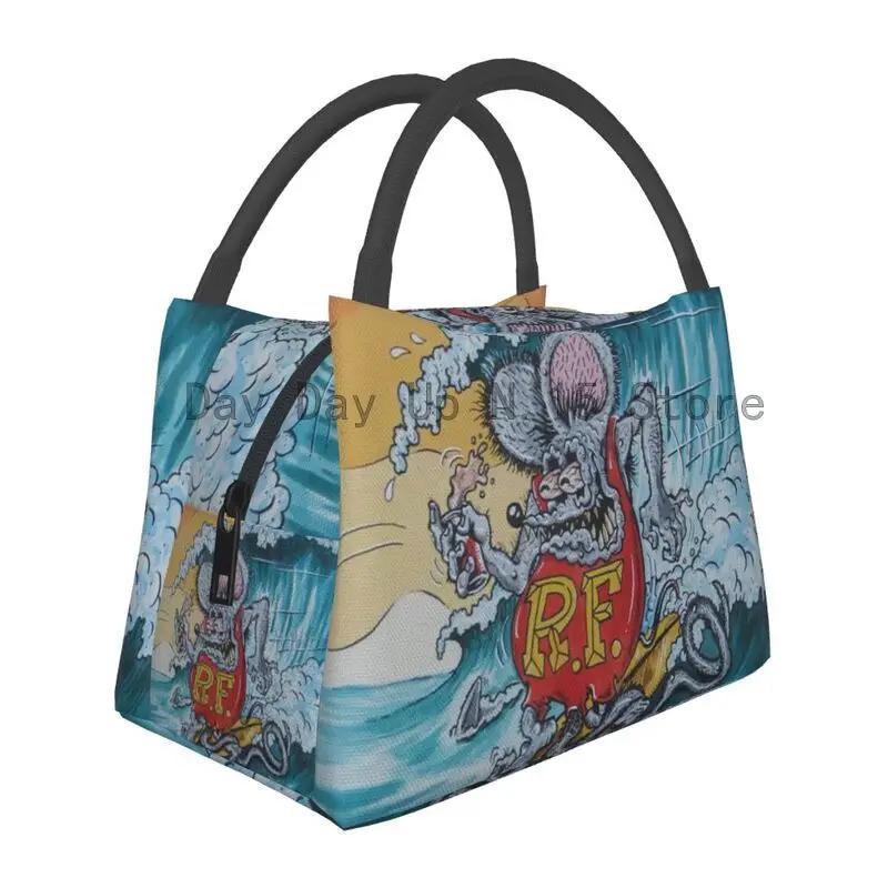 Ratfink Ride Insulated Lunch Bags for School Office Rat Fink Waterproof Thermal Cooler Bento Box Women Lunchbag