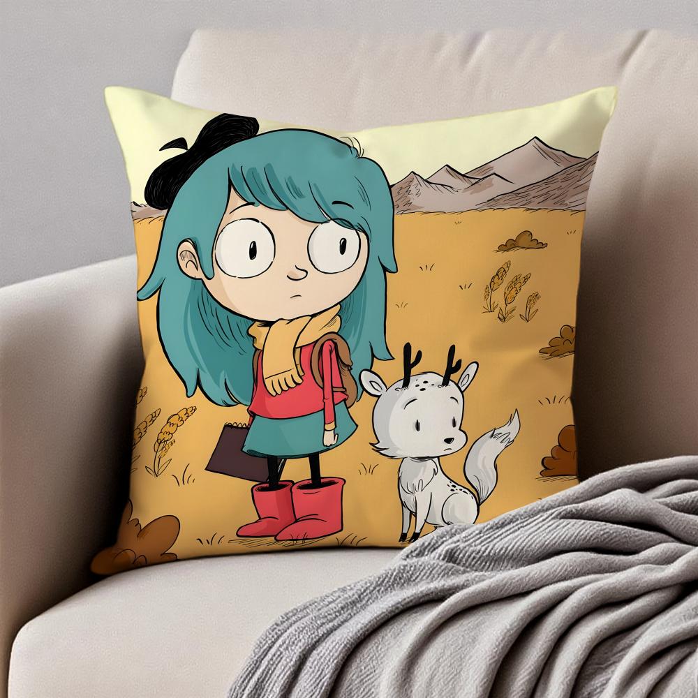 Warm Cute Cartoon H-Hilda Cushion Cover Pillowcase Anti-dustmite Invisible Zipper Short Plush Sofa Cushion