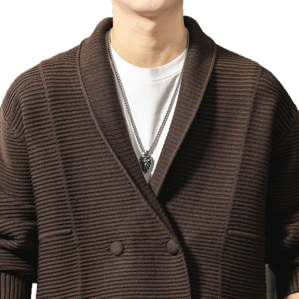 Men's Luxury Double-Breasted Thick Knit Cardigan - Autumn/Winter Loose Warm Sweater Coat