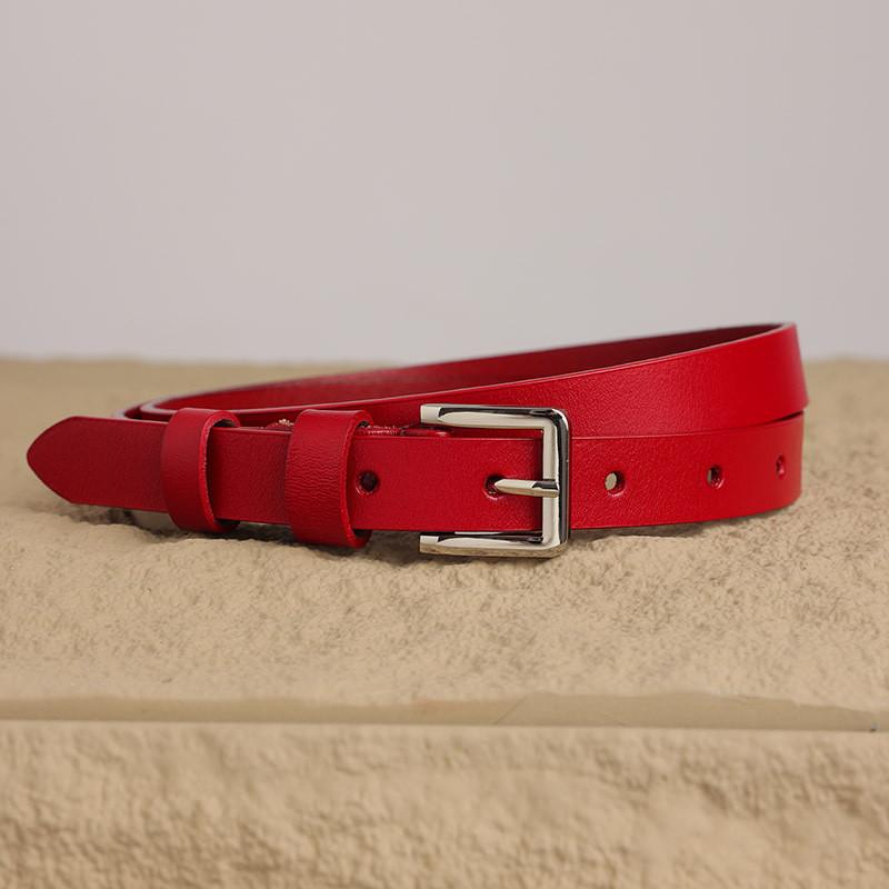 

Leather Belt For Women With Adjustable Buckle And Round Geometric Design For Office And Casual Wear червоний