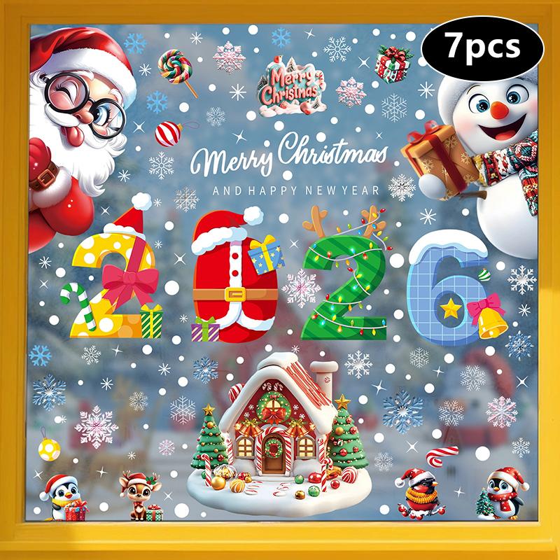 Creative Christmas Decorations, Electrostatic Stickers, Shop Window Decorations, Christmas Decorative Glass Stickers