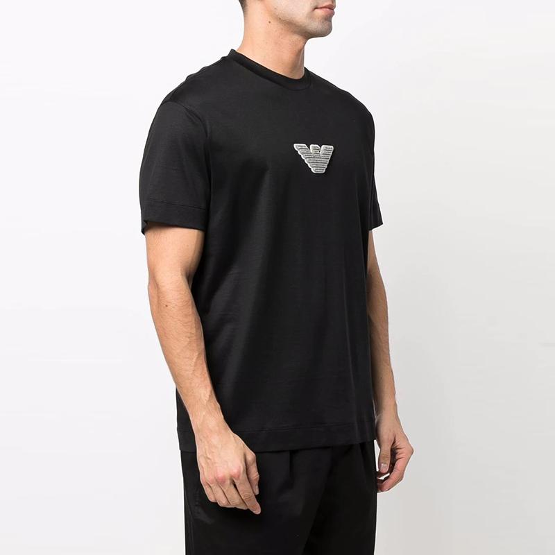 Emporio Armani Eagle Logo Lyocell Fiber Crew Neck T-Shirt Men Tops Black 3L1TCD-1JUVZ-0999