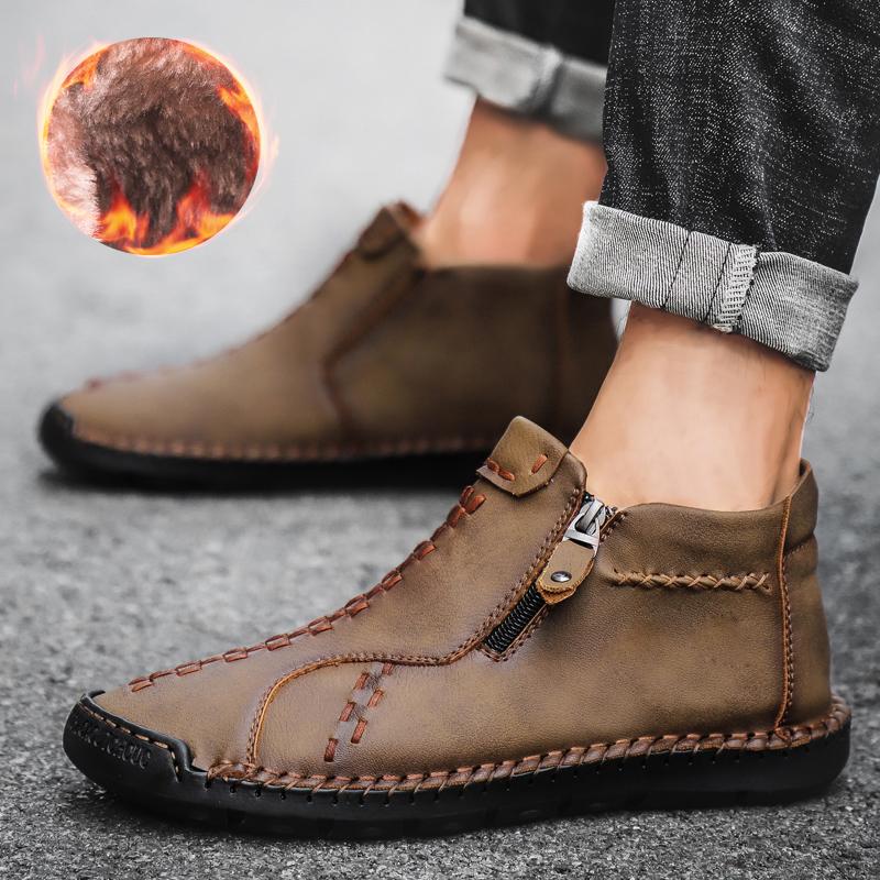 Mens Large Size Handmade Genuine Leather Men Boots Comfortable Ankle Boots for Men Casual Shoes Autumn Winter Men Shoes