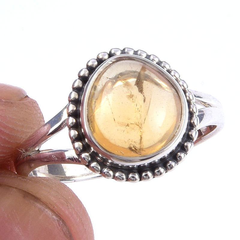 

Natural Citrine Gemstone Handmade 925 Solid Sterling Silver Ring Size 7 R9l56