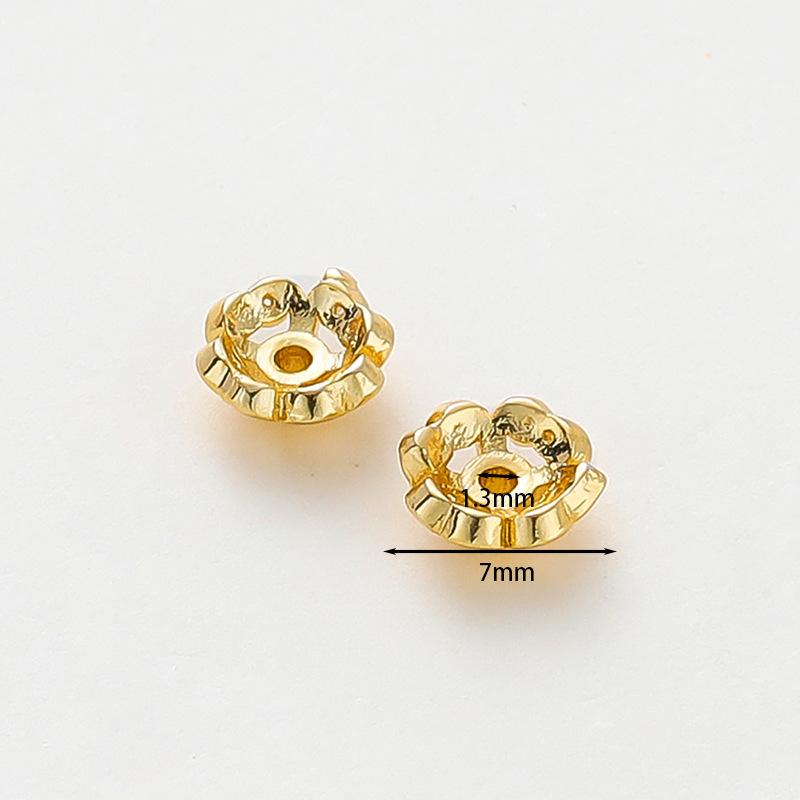 14K Copper 7mm Four-leaf Tibetan Flower Tray Spacer Handmade DIY Bracelet Necklace Pearl Spacer Bead Cap Holder