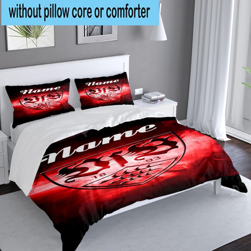 3PCS Custom Name VfS Crest Flame Bedding Set, Including 1pc Duvet Cover And 2pcs Pillowcases, Suitable for dorms and bedrooms Gift