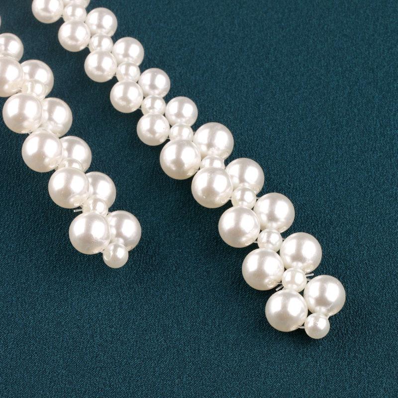 New Original Faux Pearl Long Necklace Women Elegant Dress Sweater Chain Multi Wear Design Creative Tie Shape Fashion Jewelry