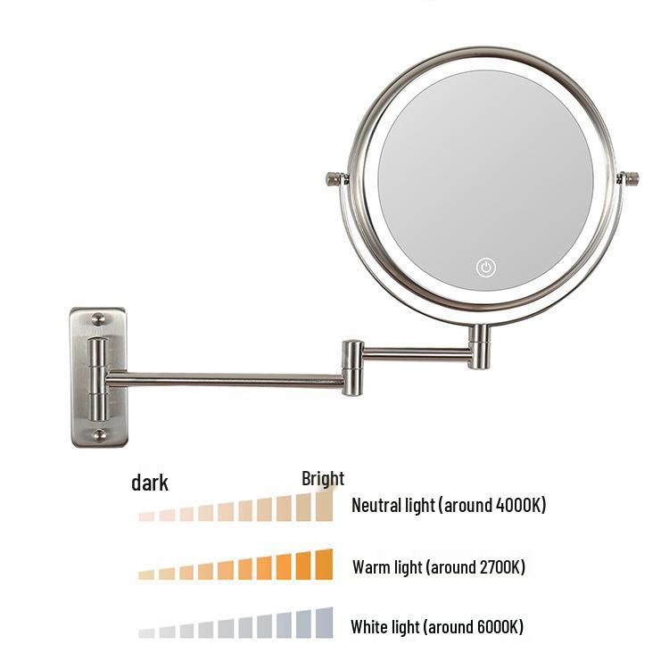 Wall-Mounted Double-Sided Telescopic LED Makeup Mirror