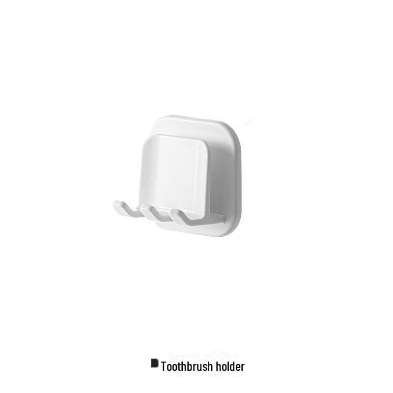 Japanese-Style Wall-Mounted Toothbrush and Mouthwash Cup Holder - Punch-Free Electric Toothbrush Storage and Drain Rack.