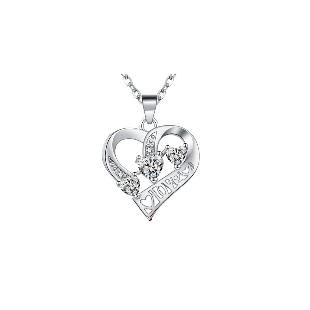 Pendant Plus Necklace Combination Heart-shaped Three-diamond Necklace Women's Japan and Korea Diamond Collarbone Chain Fashion