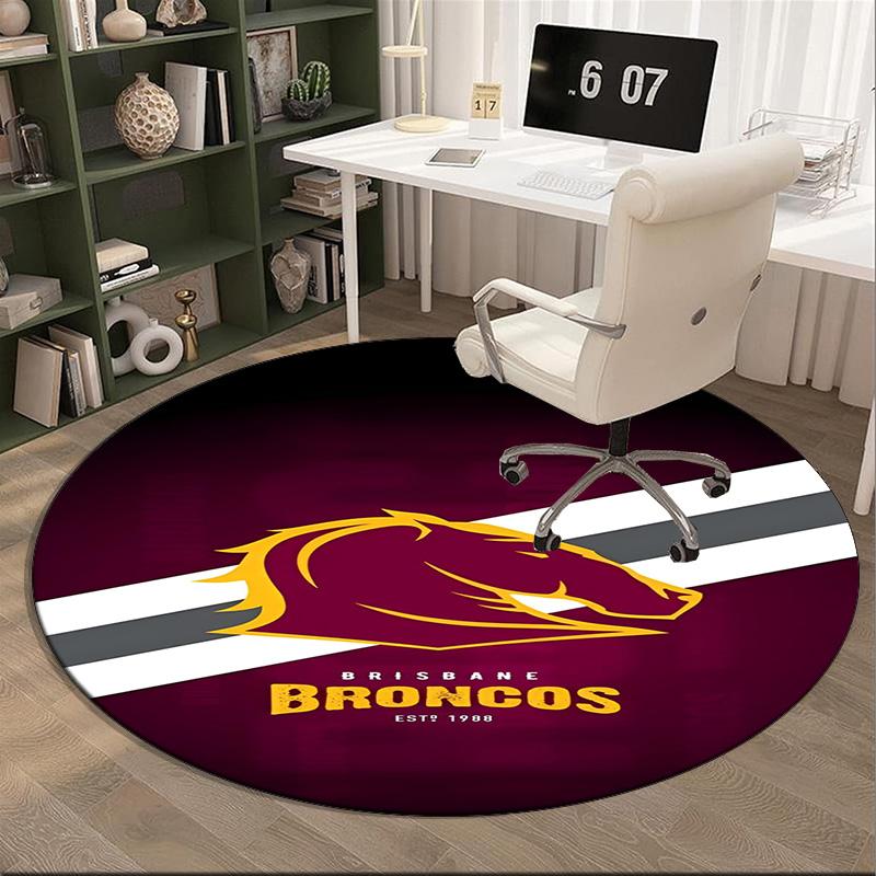 Brisbane Broncos Round Rug for Livingroom,Bedroom, Palyroom, Chair Rug, Area rug, Circle Carpet, Fan Christmas gift