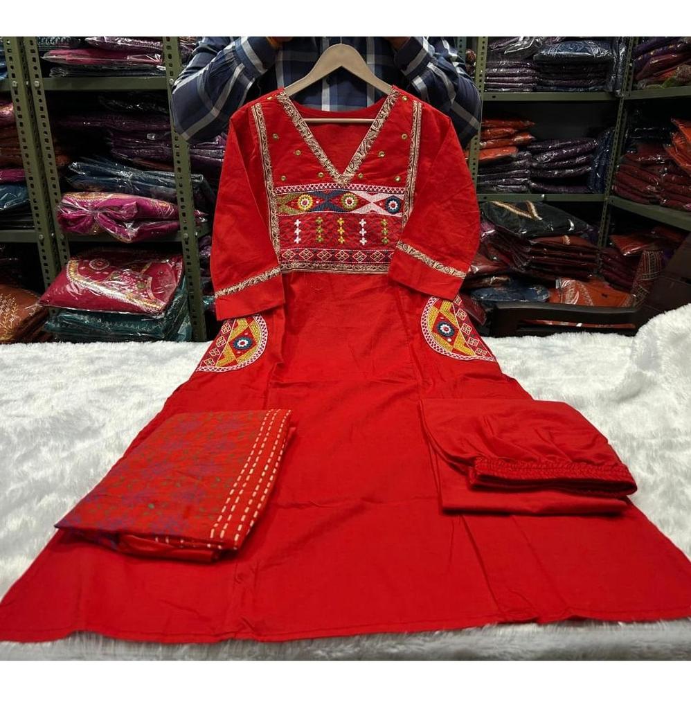 Women Designer Party Wear Salwar Suit Kurti Indian Party Wear Cotton Top Tunic Kurta Pant Dupatta Set
