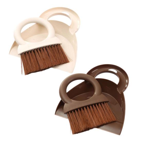 2Pcs/Set Cleaning Brush Set with Humanized Round Handle Portable Small Handheld Broom Dustpan Set Home Cleaning Accessories