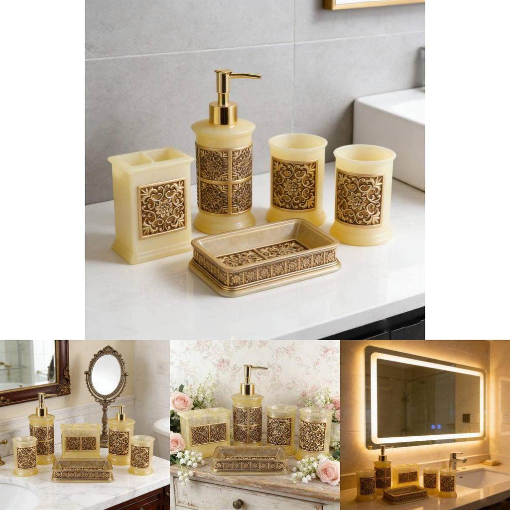 Contemporary Glass Soap Dispenser And Toothbrush Container With Elegant Finish For Bathroom Decor
