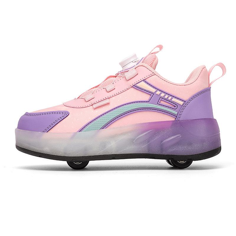 Men's and Women's Runaway Shoes Four-wheel Primary and Secondary School Students Pulley Shoes Automatic Roller Skating Children